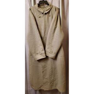 Vtg London Fog Men's 44 Reg Khaki Removable Liner Double Breasted Heavy OverCoat